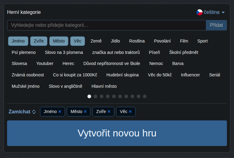 Výběr kategorií