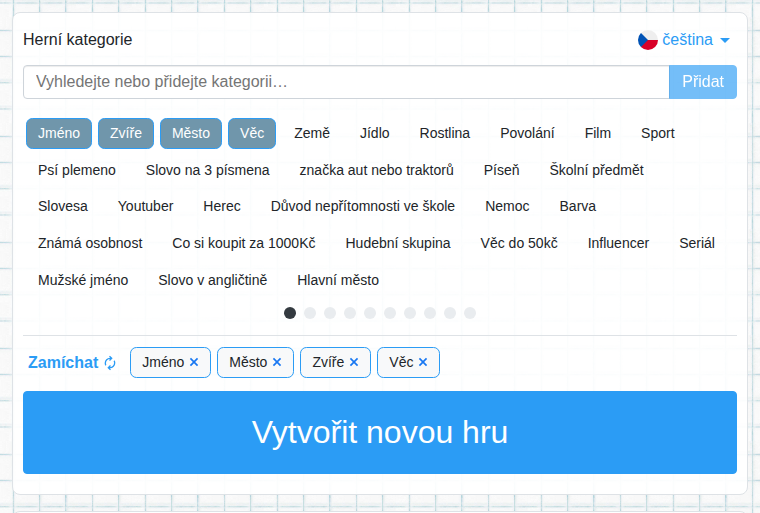 Výběr kategorií