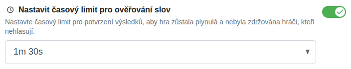 Nastavení: Čas na schválení slov