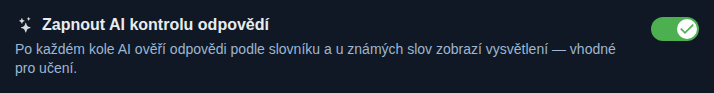 Nastavení: Kontrola odpovědí pomocí AI