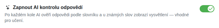 Nastavení: Kontrola odpovědí pomocí AI