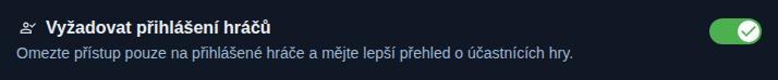 Nastavení: Jen pro přihlášené