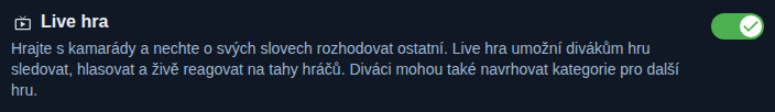 Nastavení: Hra s publikem